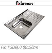 Pia aço inox 80x52cm cuba deslocada esquerda PSD800E Fabrinox